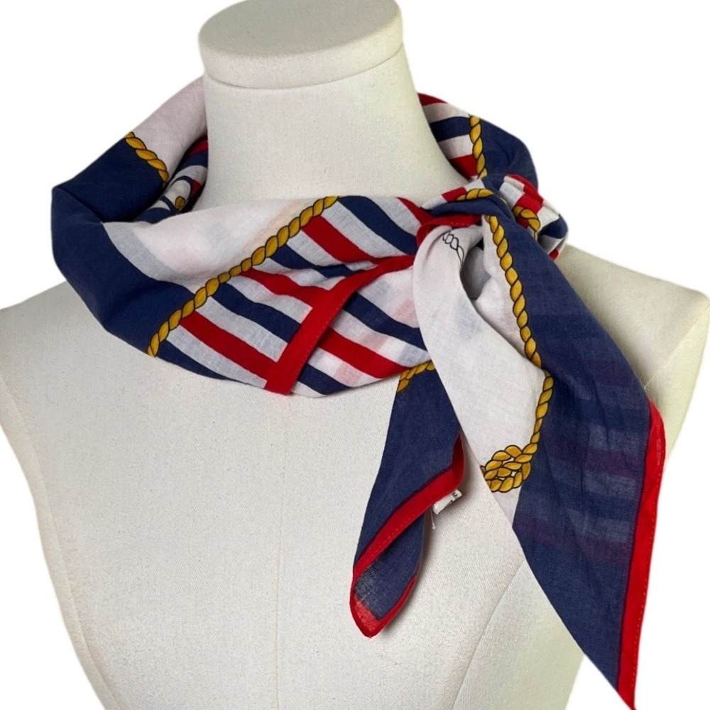 Coastal Nautical Signal Flag‎ Square Scarf Cotton Betmar Italy Red Blue